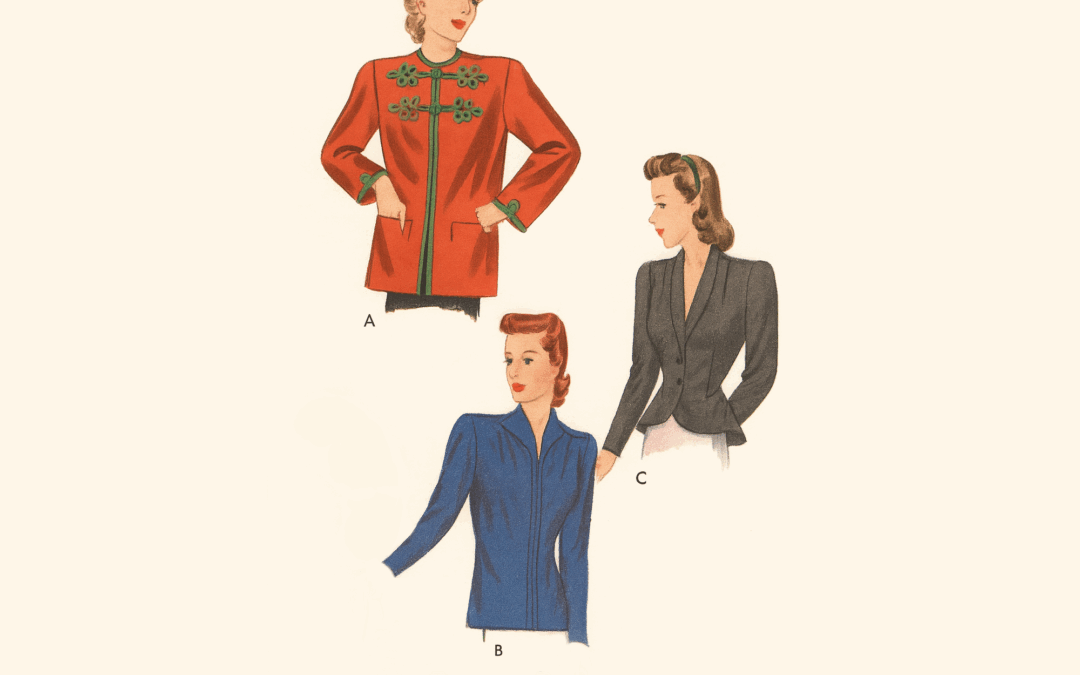 Early 1940s Ladies Evening Jackets Sewing Patterns | Past Patterns 1680