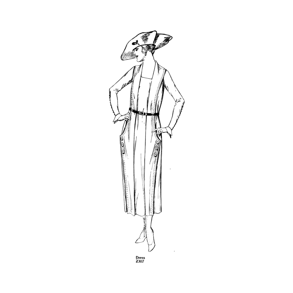 【新作入荷!!】 One-piece 1920s Mid Dress Pattern Sewing Front Vest With ワンピース