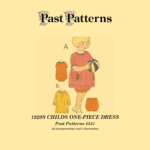 1920s Childs One-Piece Dress Sewing Pattern | Past Patterns 4531 Colorized original cover artwork for 1920s Childs One-Piece Dress Sewing Pattern showing young girl in gathered raglan sleeve dress with bloomers