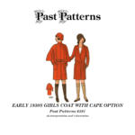 Main product image: Early 1930s girls coat with cape option sewing pattern envelope showing two coat views from Past Patterns 6391
