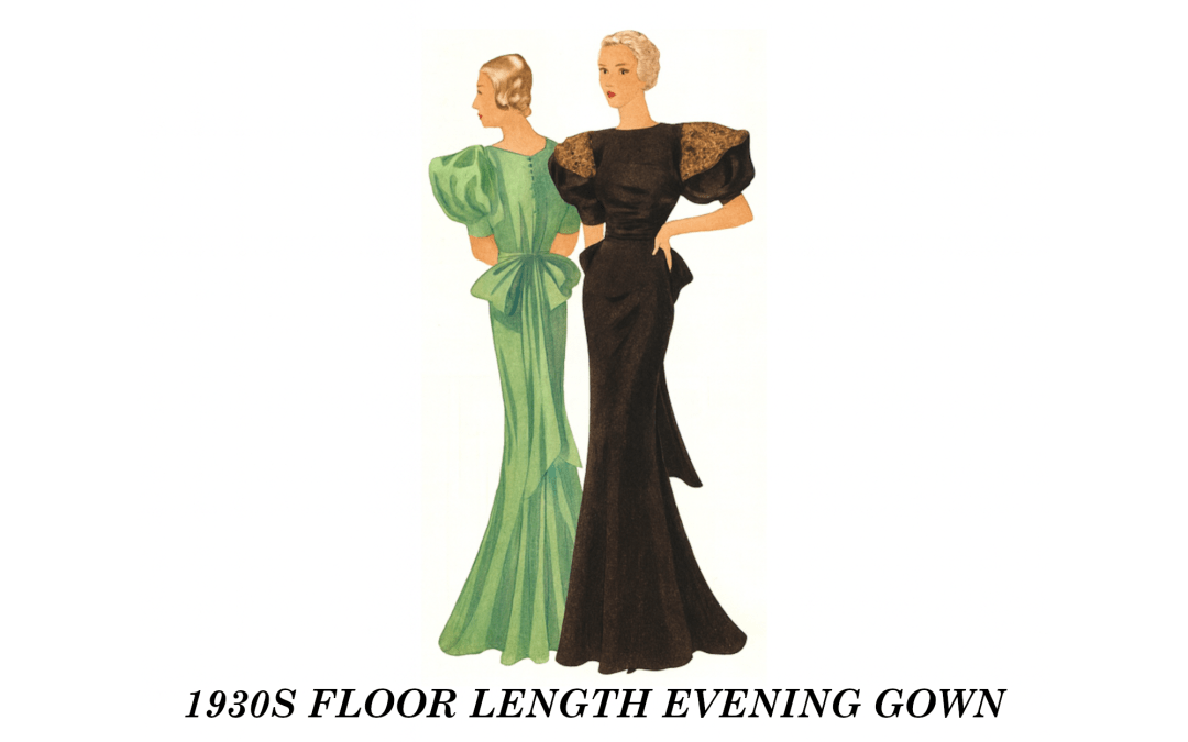 1930s Floor Length Evening Gown Sewing Pattern | Past Pattens 0807B