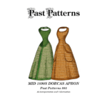 Mid 1890s Dorcas Apron Sewing Pattern original Demorest illustration showing front and back views of a practical Victorian work apron