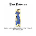 Early 1930s Belted Dress with Collar Sewing Pattern by Marian Martin showing cape collar and belted waist silhouette