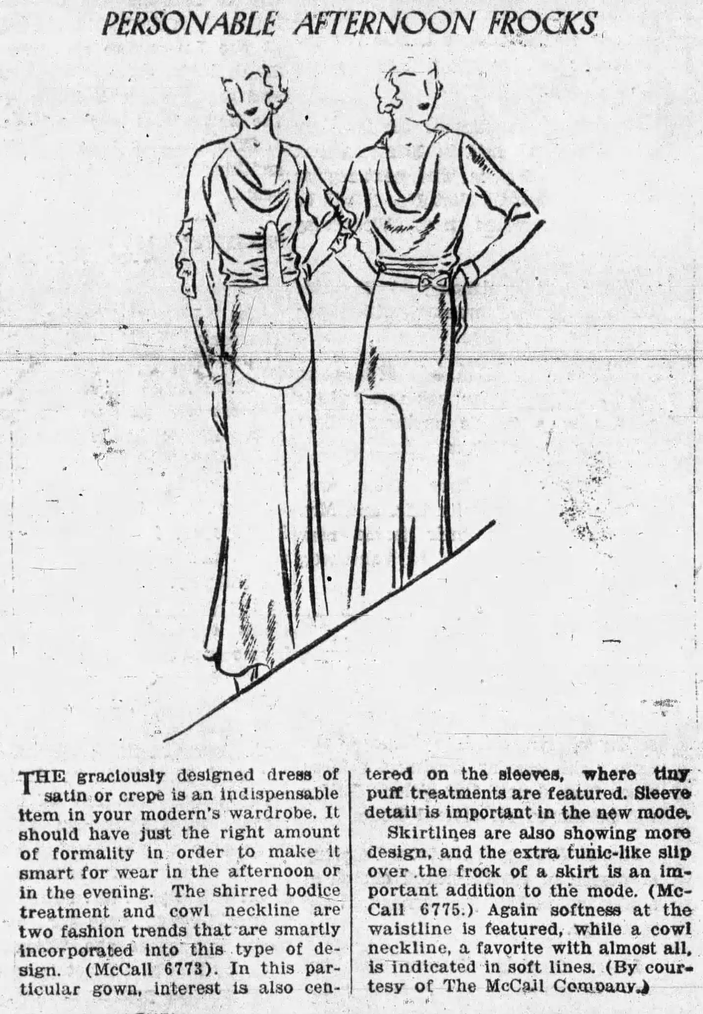 1930s Dress with Gathered Neckline Sewing Pattern | Past Patterns 6773 - Image 4