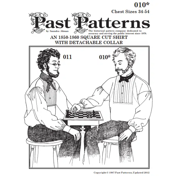 1850s Square-Cut Gentleman's Shirt Sewing Pattern