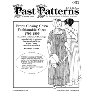 Museum-documented 1790s Front Closing Gown sewing pattern with instructions