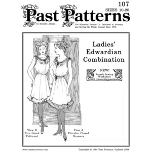 Edwardian Combination Underwear Sewing Pattern with historical techniques illustrated