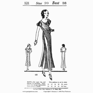 Early 1930s Hollywood Inspired Dress Downloads – rerpoduced cover artwork with puffed sleeves and bow neckline.