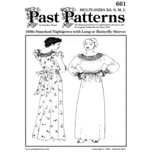 1930s Lounge Gown Sewing Pattern cover with sleeve options