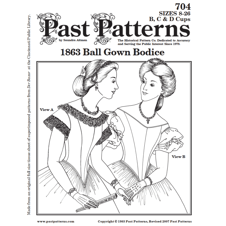 1860s Ball Gown Bodice Sewing Pattern Bust Sizes 32 48 Past Patterns Original 0704 Past Patterns