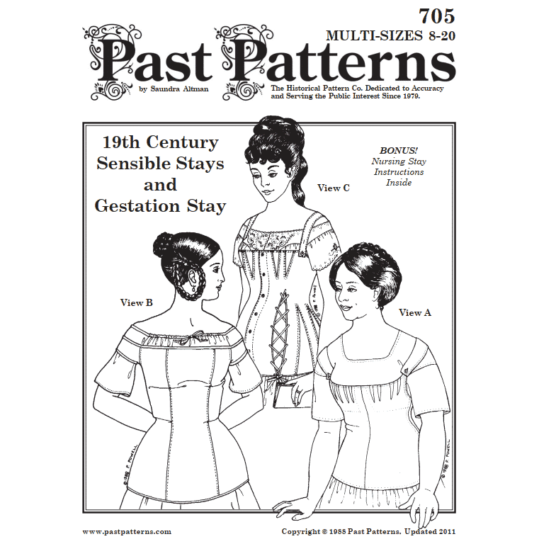 19th Century Stays Sewing Pattern bust sizes 32-42 Past Patterns original |  0705 | Past Patterns