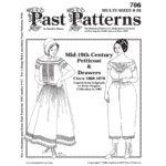 1850s Petticoat and Drawers Downloads | Past Patterns 0706 1850s Petticoat and Drawers Downloads sewing pattern illustration by Past Patterns 0706, showing historical undergarments worn under mid-19th century hoops.