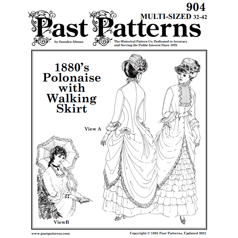 1790s Front Closing Gown Sewing Pattern Bust Sizes 32-48 Past