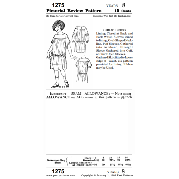 Pattern 1275 front cover