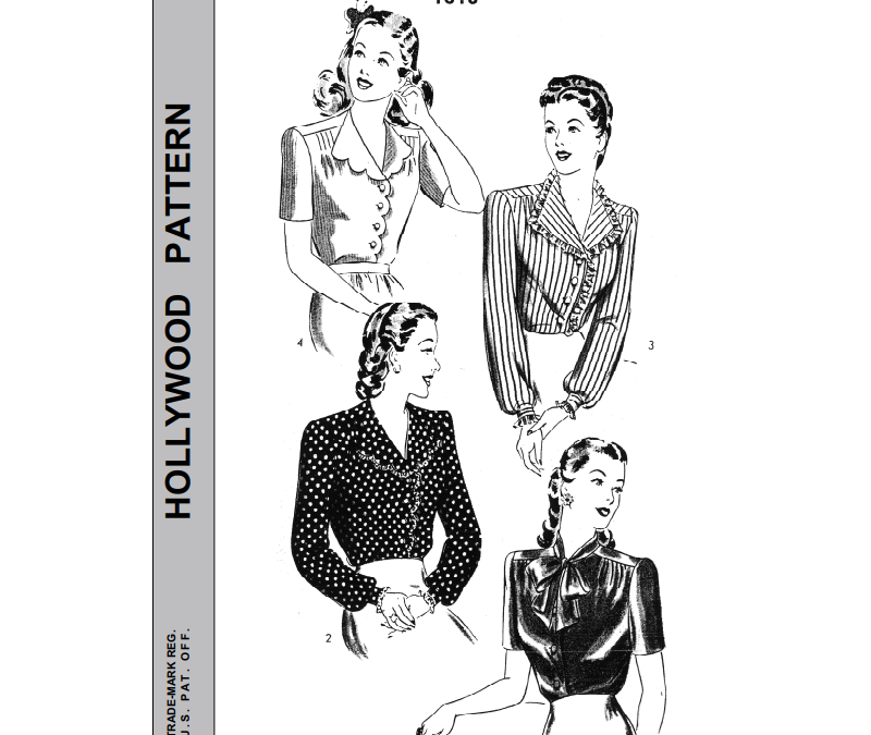 Late 1940s Button Front Blouses Sewing Pattern | Past Patterns 1318