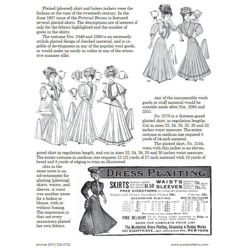 Early 1900s Nine Gored Skirt Sewing Pattern Waist 24 W24 Peerless ...