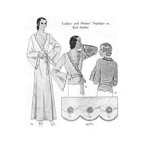 Early 1930s Negligee Sewing Pattern with bed jacket variation from original 1930s McCall design, fits Bust 32–34