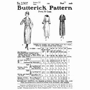 Pattern 2307 front cover