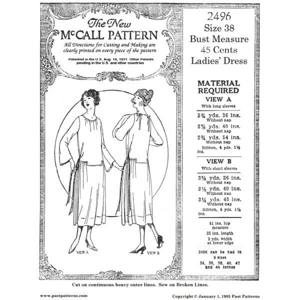 Pattern 2496 front cover