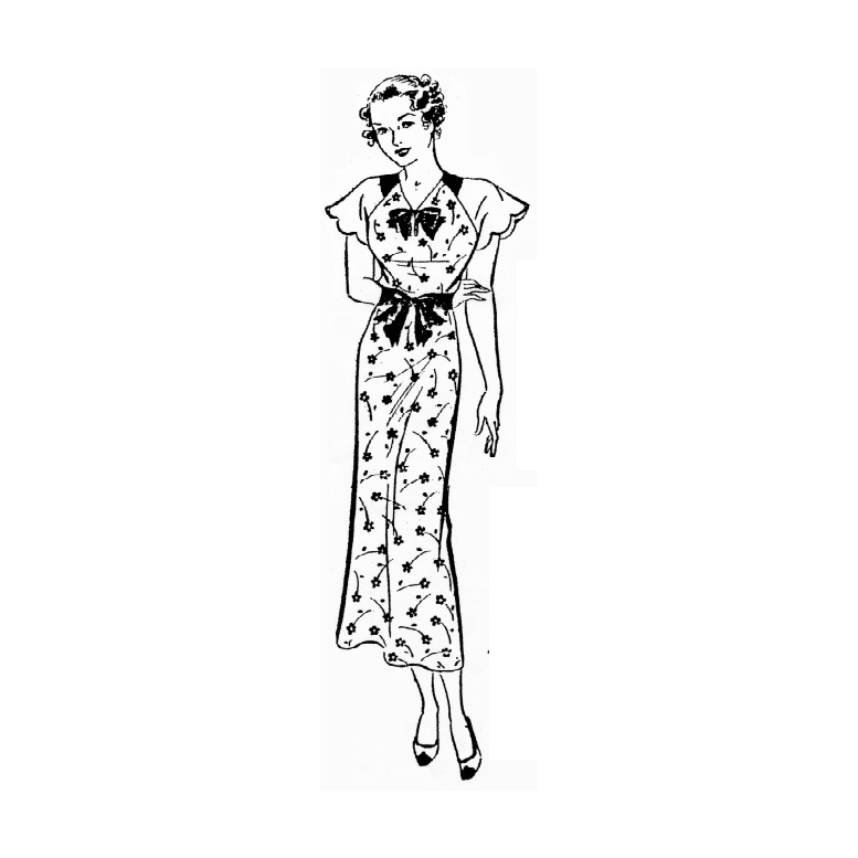 Mid 1930s Slip-On Dress Sewing Pattern Bust 38 B38 Reproduction