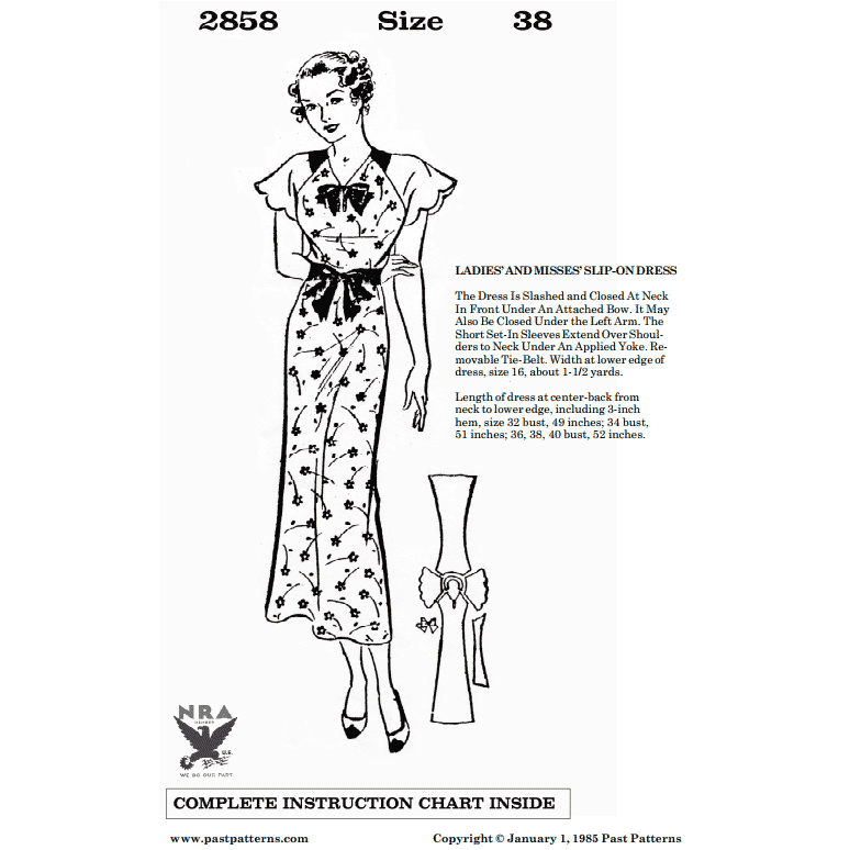RH1332 — 1937 Day or Evening Slip with Bra Cups sewing pattern