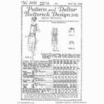 Early 1920s Dress with Shirt Waist Downloads | Past Patterns 3110 Early 1920s Dress with Shirt Waist Downloads black and white reproduction of original Butterick 3110 cover