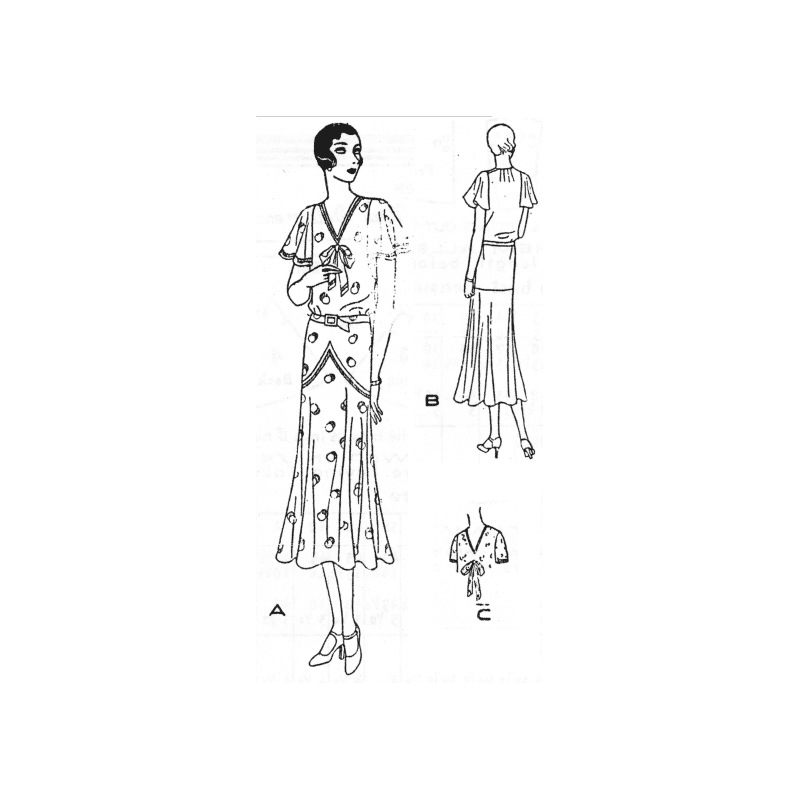 Mid 1920s Slip-On Bloused Dress Sewing Bust Sizes 33-38 Pattern
