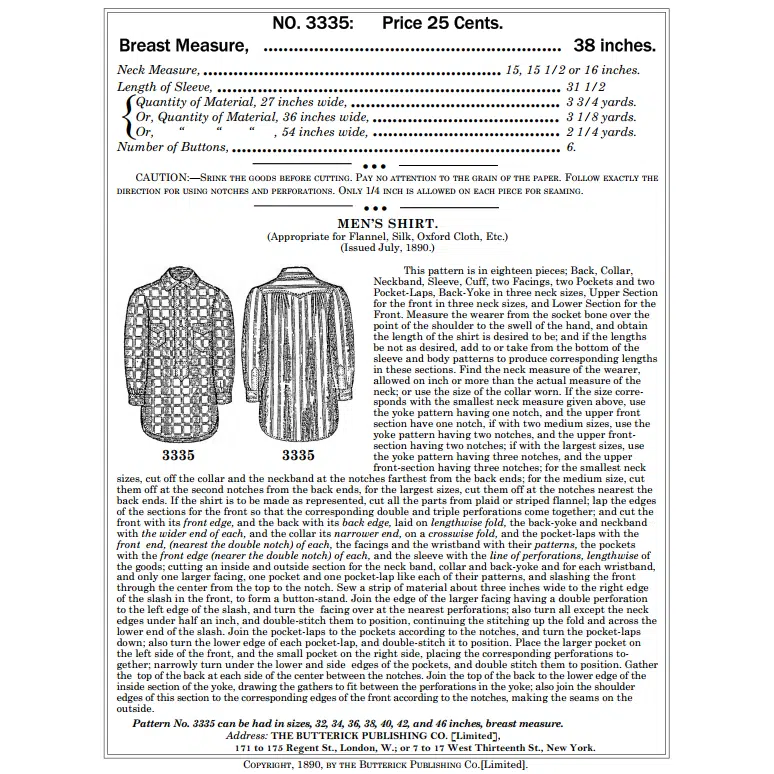 Pattern 3335 front cover