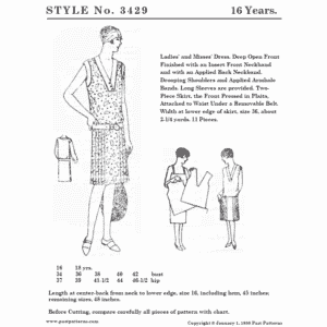 Flapper Era V-neck Dress Downloads Digital PDF 1920s Style Past Patterns 3429