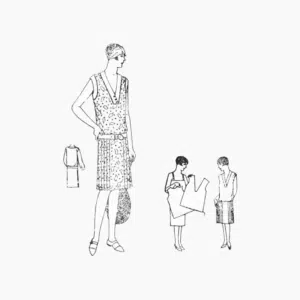 Flapper Era V-neck Dress Sewing Pattern 1920s Sports Style 3429