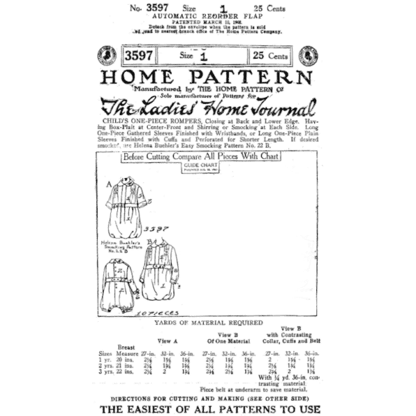 Pattern 3597 front cover