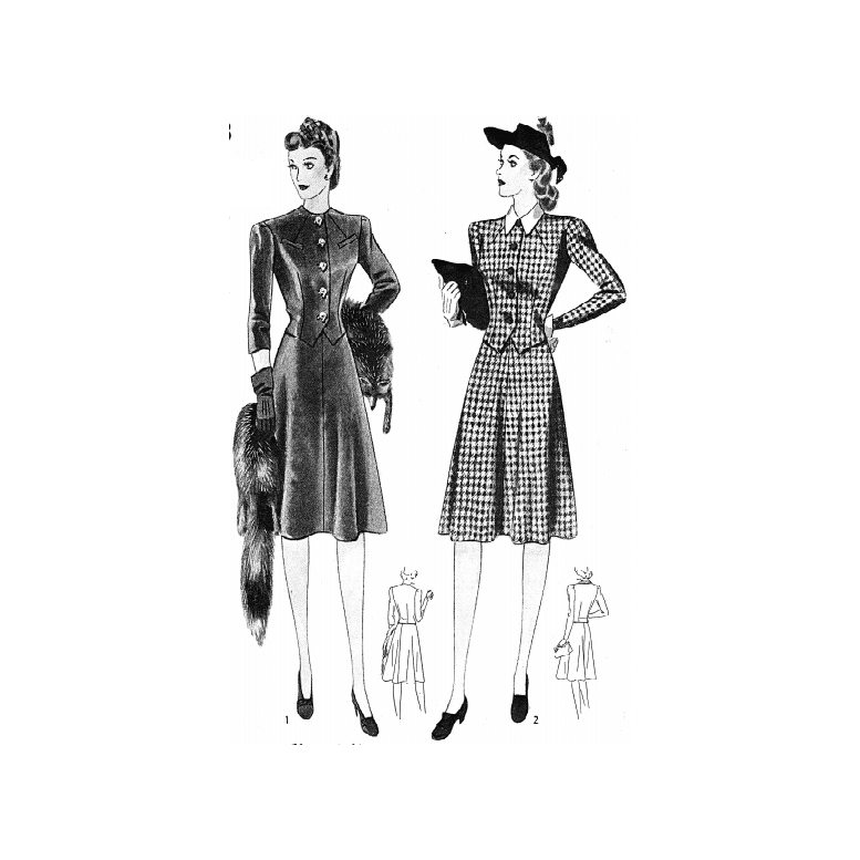 Early 1940s Two-Piece Dress Sewing Pattern Bust 32 B 32 Simplicity Pattern  Co Reproduction, 4073