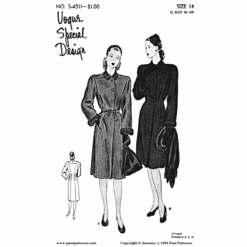Womens Full Length Fitted Coat Pattern | 4511 | Past Patterns