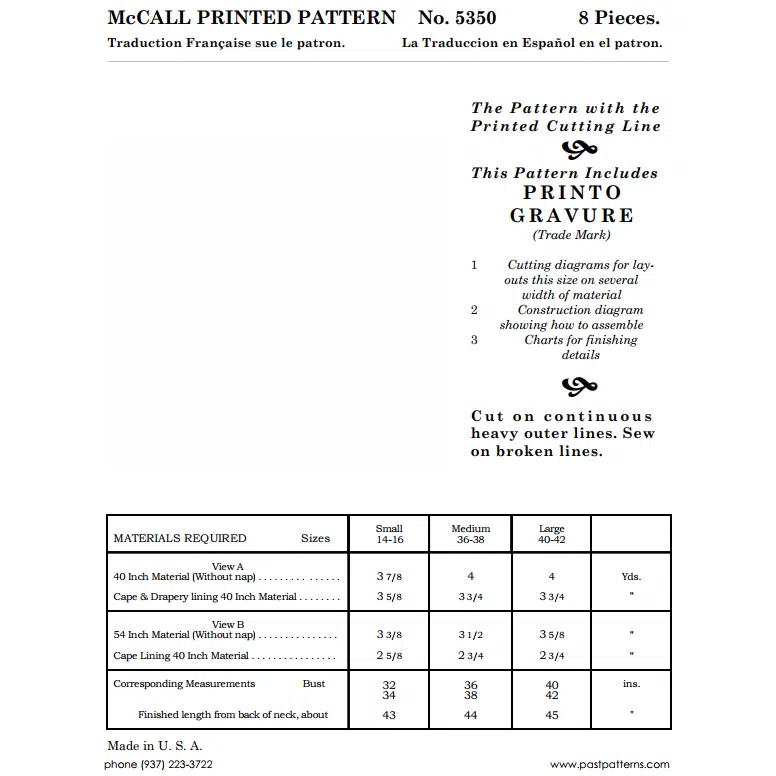 Pattern 5350 back cover