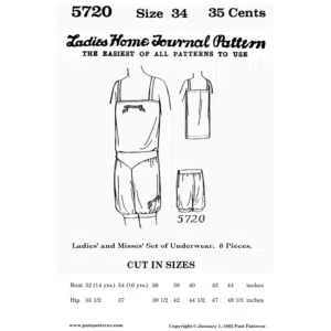 Black and white reproduction of the original cover for Late 1920s Ladies Underwear Downloads showing the undervest and high-waisted panties set.