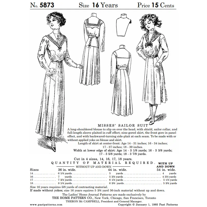 Pattern 5873 front cover