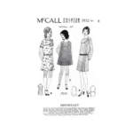 Late 1920s Girls Dress with Pleated Front Button Closure Downloads | Past Patterns 5932 Black and white reproduction of the original McCall envelope for the Late 1920s Girls Dress with Pleated Front Button Closure Downloads, showing all three sleeve variations.