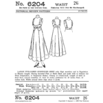Mid 1910s Suspender Skirt Downloads | Past Patterns 6204 Black-and-white reproduction of the original Pictorial Review Mid 1910s Suspender Skirt Sewing Pattern, Past Patterns 6204, featuring a five-gored skirt with optional suspenders or bodice.