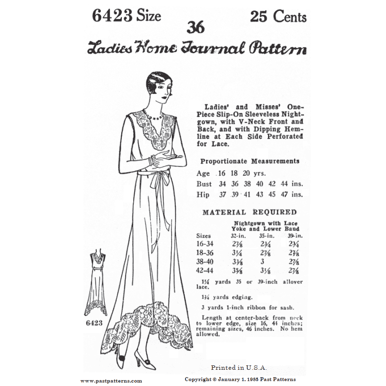 1930s Pattern, Night Gown, Lingerie, Pinup - Bust 30 (76.2 cm) – Vintage  Sewing Pattern Company
