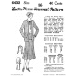 1930s Three Piece Ladies Suit Downloads | Past Patterns 6432 The 1930s Three Piece Ladies Suit Downloads shown here is a black and white reproduction of the original 1930s cover, showing a short jacket, tuck-in blouse, and skirt with circular inset.