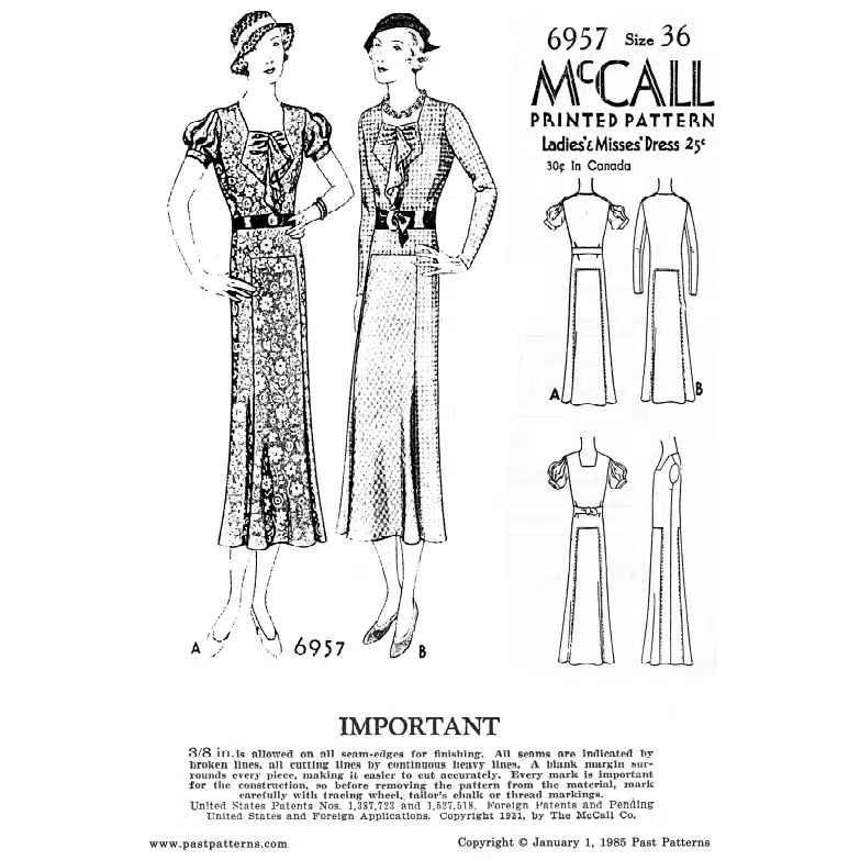 Pattern 6957 front cover