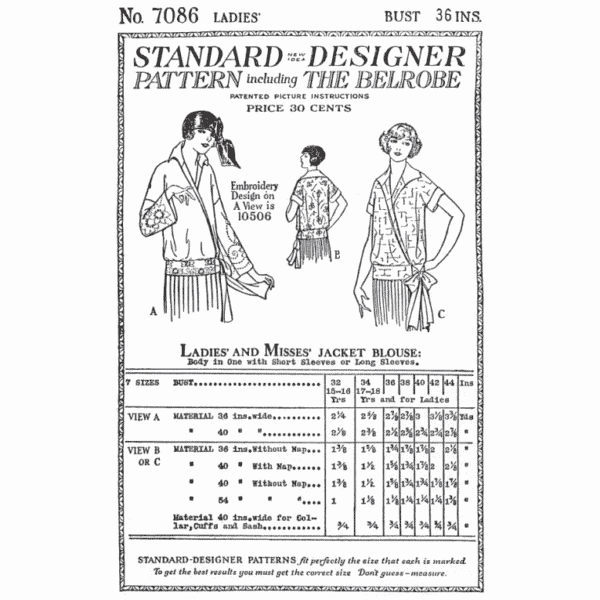 Pattern 7086 front cover
