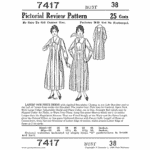 Mid 1910s Ladies One-Piece Dress Downloads | Past Patterns 7417 Mid 1910s Ladies One-Piece Dress Downloads – original Pictorial Review black and white cover illustration showing long-waisted WWI-era dress with box-plaits and large collar
