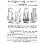 Mid 1910s Three or Four Piece Skirt Downloads | Past Patterns 7477 Mid 1910s Three or Four Piece Skirt Downloads – black and white reproduction of original Butterick 7477 envelope showing skirt with optional yoke and trimming band