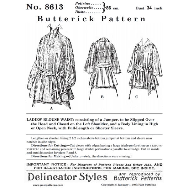 Pattern 8613 front cover