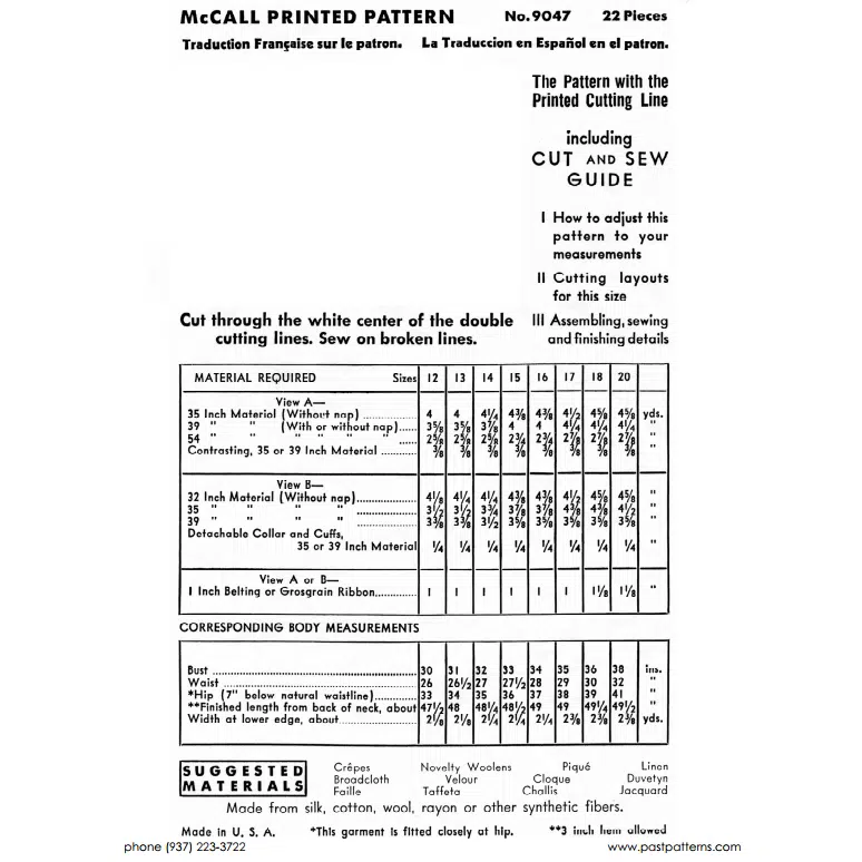 Pattern 9047 back cover