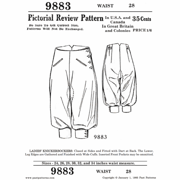 Pattern 9883 front cover