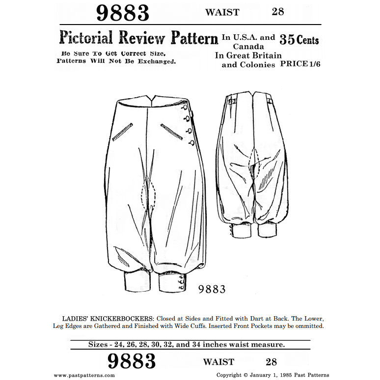 Knickerbockers Pattern | 9883 | Past Patterns