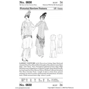 Edwardian Ladies Fancy Suit Downloads black and white reproduction of original 1914 Pictorial Review pattern cover illustration