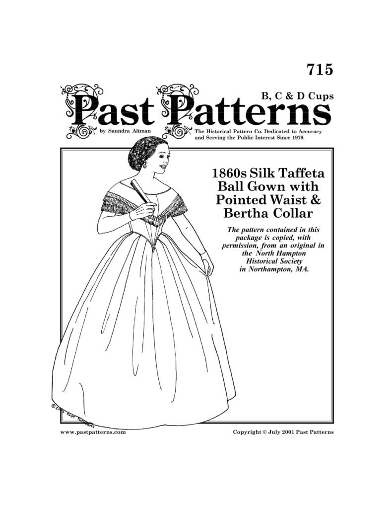 1860s Silk Taffeta Ball Gown Sewing Pattern Bust Sizes 32-48 Past ...